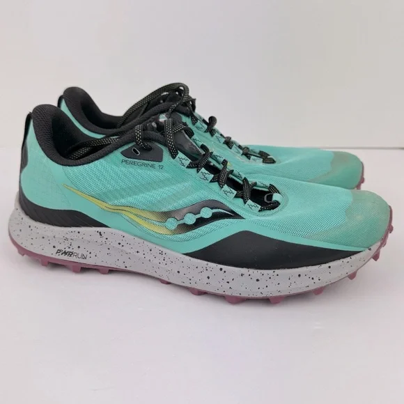 Saucony Peregrine 12 Trail Running Shoes - Teal and Black Saucony Peregrine 12 Womens 11 Teal Trail Running Shoe Pwr  main image 2